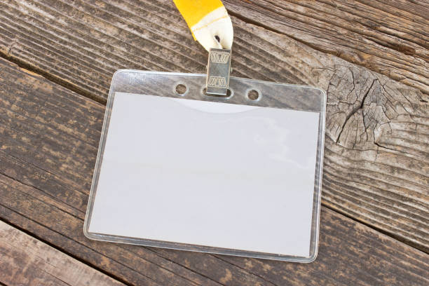 istock Blank ID card tag and yellow ribbon 641619976