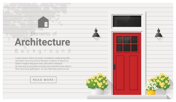 элементы архитектуры , фон входной двери , вектор , иллюстрация - front door door red red door stock illustrations