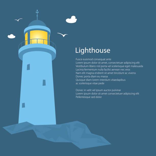 bildbanksillustrationer, clip art samt tecknat material och ikoner med lighthouse at sea,poster brochure - harbour windy