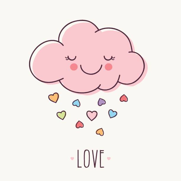 Love Cloud Hand drawn pink love cloud cute love stock illustrations