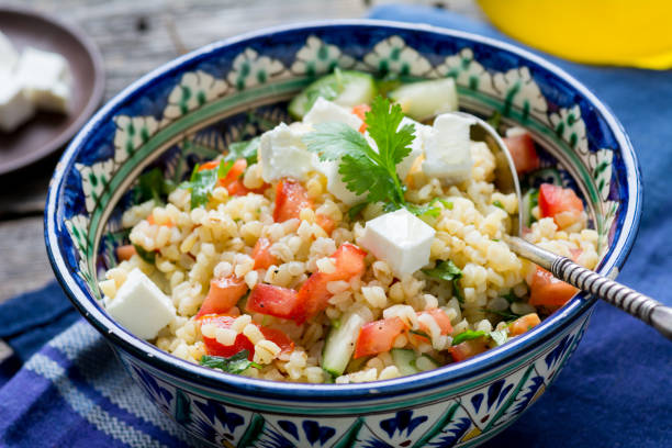 istock Tabbouleh salad with feta cheese 641625056