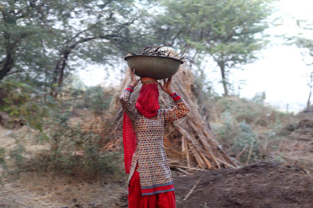 istock Traditionally Indian rural women carrying firewood 641629342