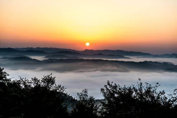 Sayo Mist and Sunrise stock photo