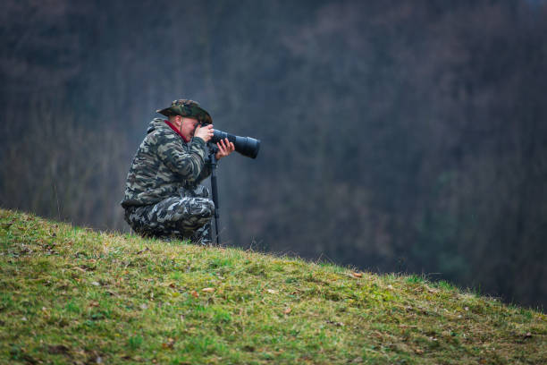istock Photo hunting camouflaged in the branches 641632328