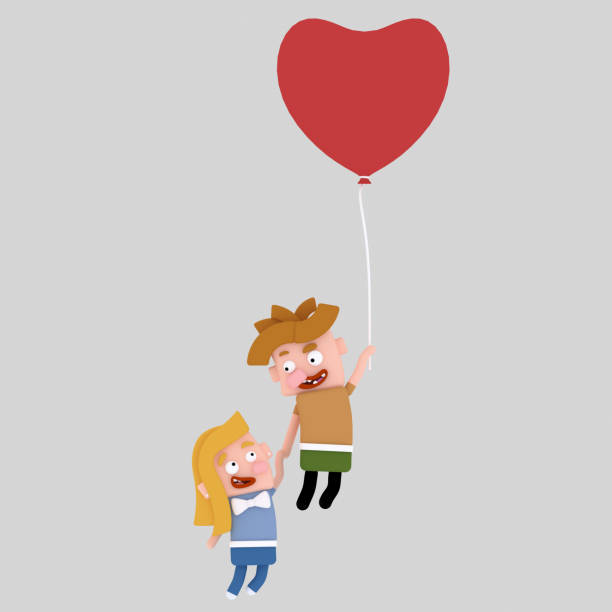 istock Kids   traveling  in a heart balloon 641636116
