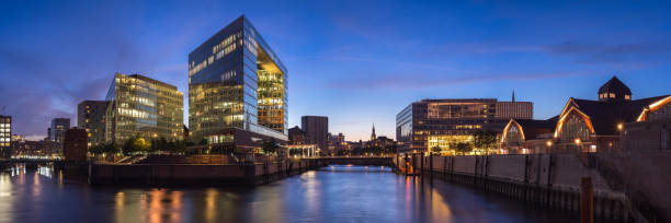 istock Old and new architecture in Hamburg, Germany. Panorama 641636444
