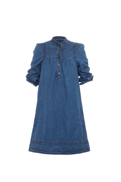istock dark blue denim dress isolated on white 641638532
