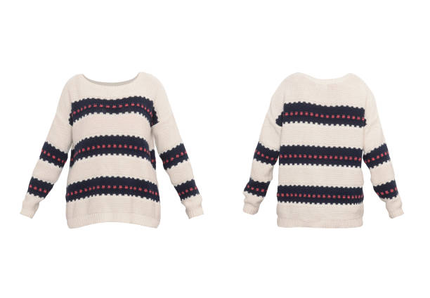 istock Women's striped sweater isolated on white 641638542
