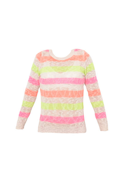 istock Women's striped sweater isolated on white 641638652