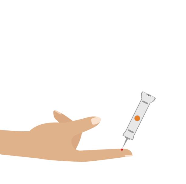 Puncture the finger with a Lancet for blood test. vector art illustration