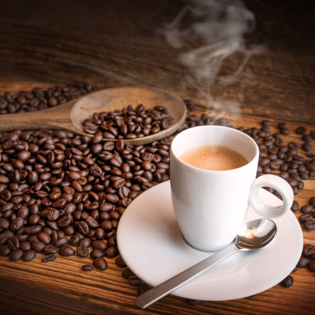 istock Cup of espresso coffee and beans 641643120