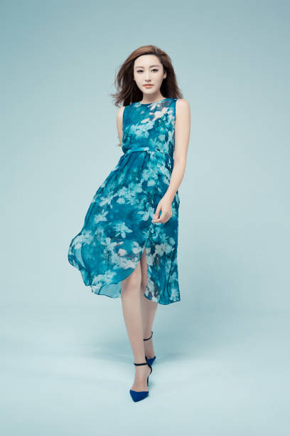 A lively girl in a skirt
