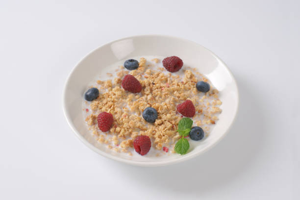 istock granola with milk and fruit 641645790