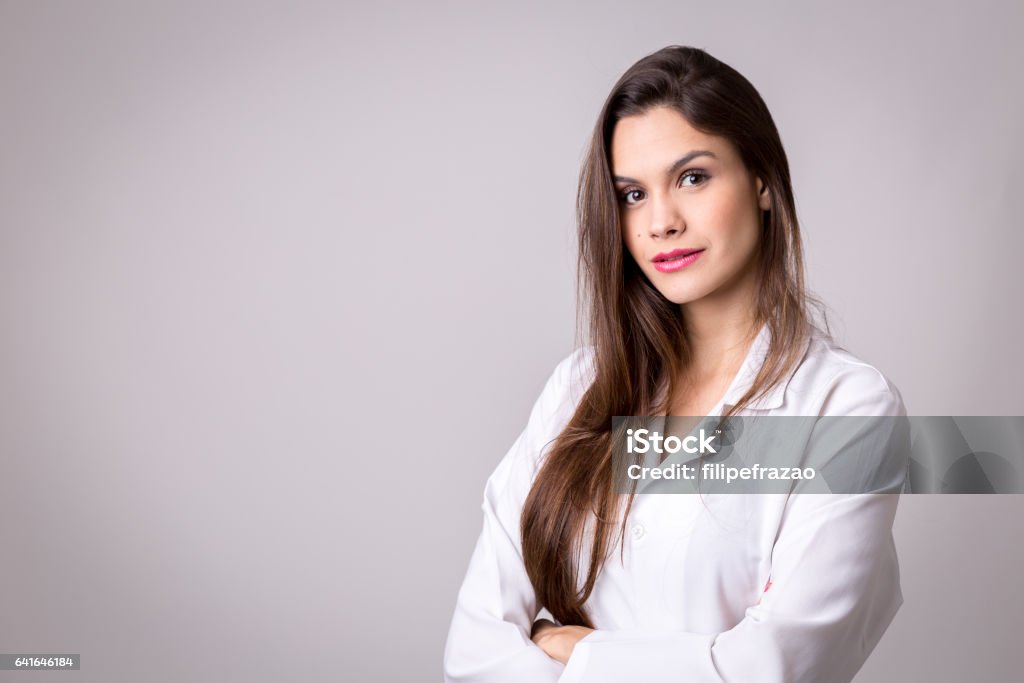 Medicine, pharmacy, health care and pharmacology concept, girl on white uniform People collection Doctor Stock Photo