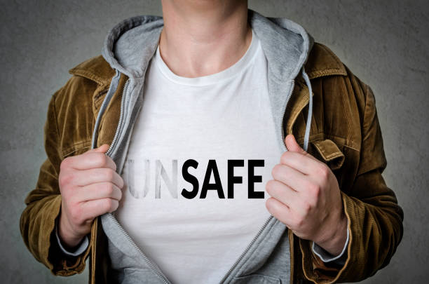 istock Unsafe - Safe tittle on t-shirt 641648720