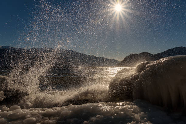 il mare e il ghiaccio - floe lake foto e immagini stock