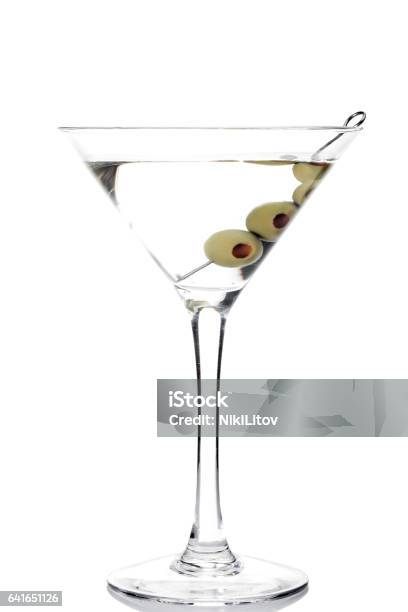 Glass Of A Martini Coctail Stock Photo - Download Image Now - Martini, White Background, Olive - Fruit