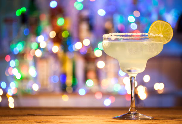Glass of margarita cocktail stock photo