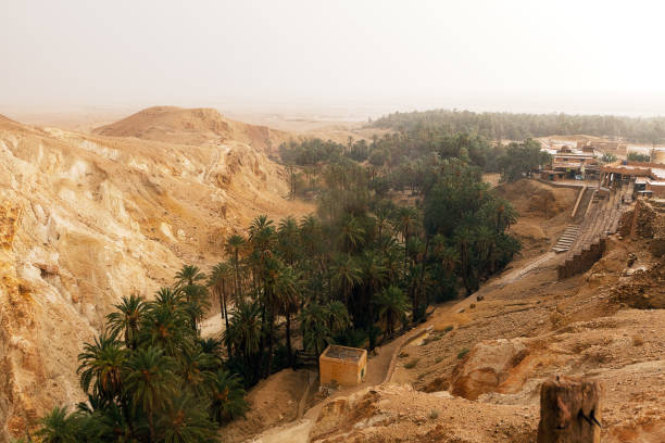 istock mountain range on border with Algeria oasis Shebek Tunisia 641651554