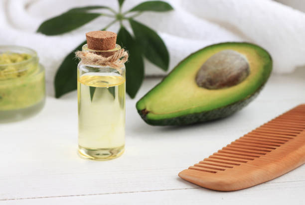 benefici cosmetici per l'olio di avocado - cold pressed immagine foto e immagini stock