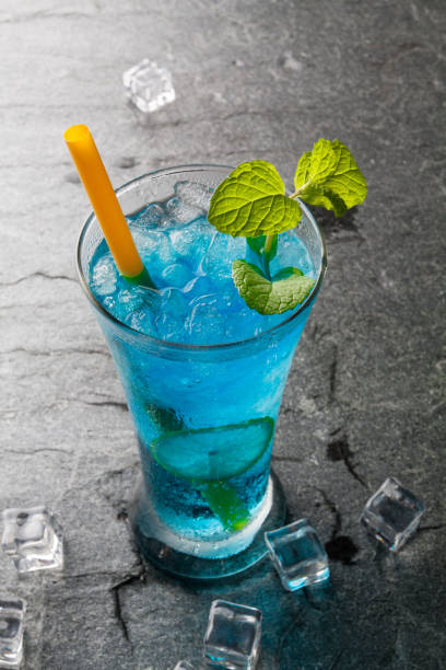 istock classic cocktail bule drink with lime and salt on stone. 641655812