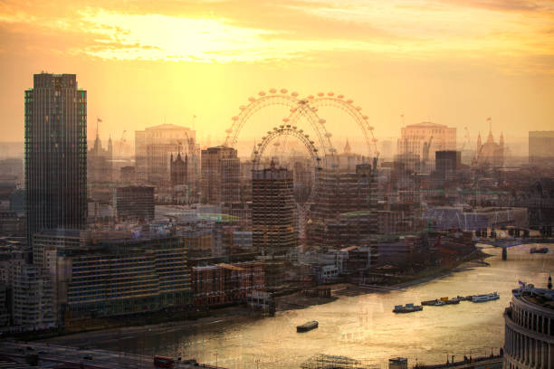 istock City of London at sunset, Multiple exposure image 641659352