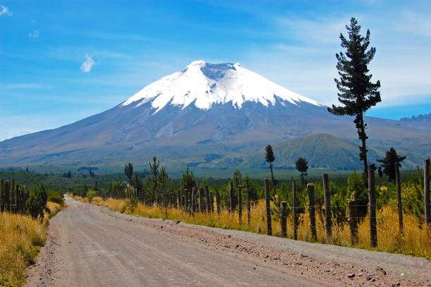 Road to the Cotopaxi volcano Dirt road that leads to the majestic Cotopaxi (the highest active volcano in the world), in the heart of the Andes, Ecuador, South America. cotopaxi photos stock pictures, royalty-free photos & images