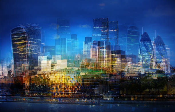 istock City of London at sunset, Multiple exposure image 641660916