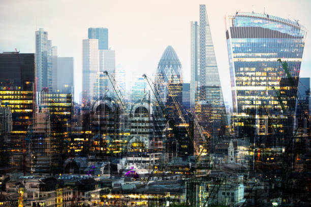 istock City of London at sunset, Multiple exposure image 641661042