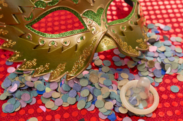 istock Masks, condom in carnival concept 641664150