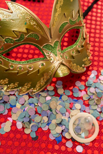 istock Masks, condom in carnival concept 641664202