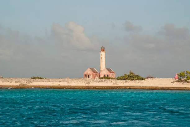 Old lighthouse on Klein Curacao stock photo