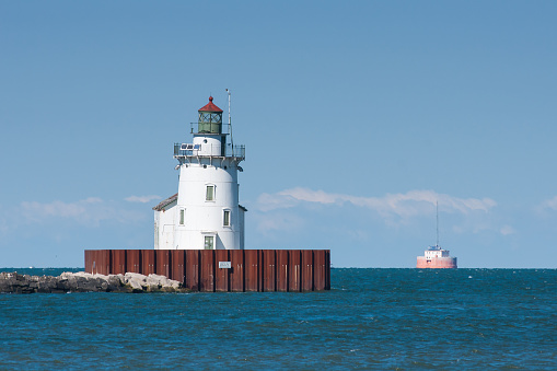 White lighthouse on island of Lismore