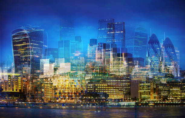 istock City of London at sunset, Multiple exposure image 641666004