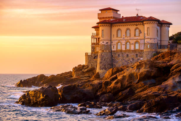 Boccale Castle on Tuscany coast stock photo