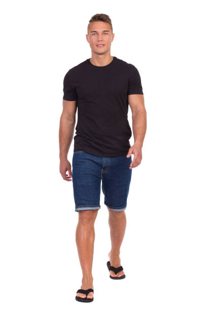 Casual Man In Flip-Flops Walking Towards Camera