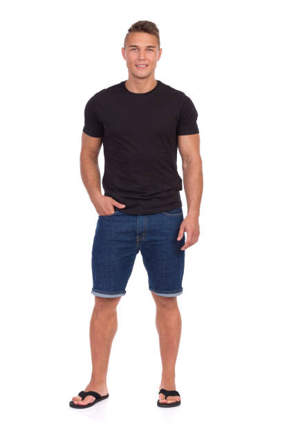 istock Handsome Casual Man In Jeans Shorts Isolated 641670444