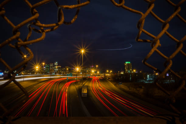 istock I-25 at Night, Downtown Denver 641673230
