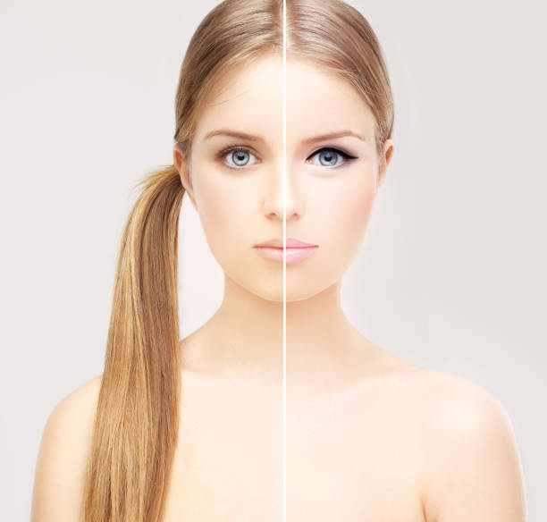 istock Girl without make-up and one with makeup 641681146