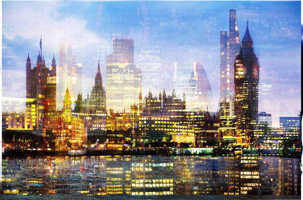 istock City of London at sunset, Multiple exposure image 641681774