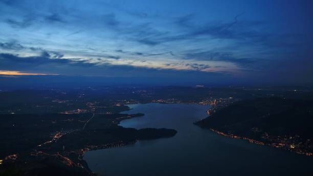istock Lake Zugersee by night, view from mount Rigi 641690090