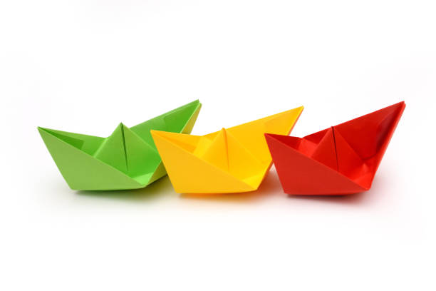 istock Colored paper boats, origami 641700780