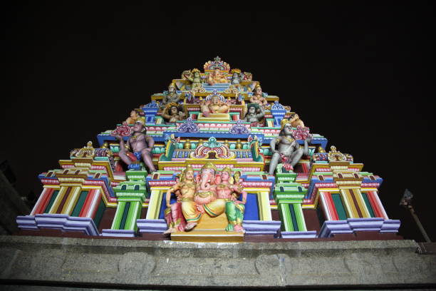 South indian temple tower gopuram with beautiful sculpting