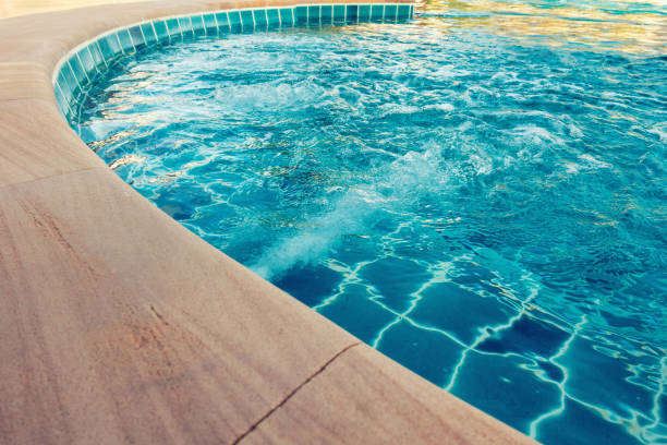 Smooth curve and water jets of swimming pool.