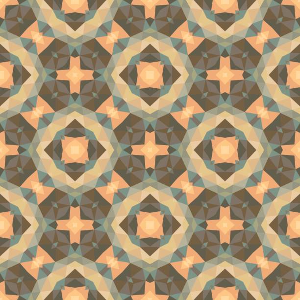 istock Abstract geometric background - seamless vector pattern in pink, beige, brown and green colors. Ethnic boho style. Mosaic ornament structure. Carpet fragment. 641704782