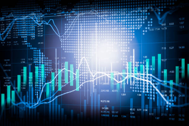 istock Stock market indicator and financial data view from LED. 641706836