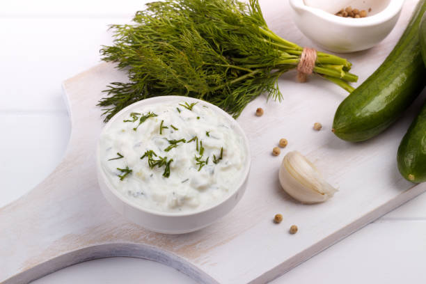 istock Tzatziki sauce and ingredients. 641711474