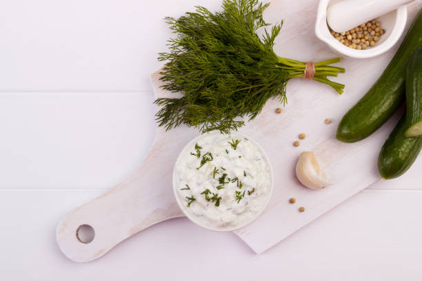 istock Tzatziki sauce and ingredients. 641711910
