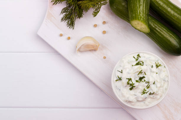 istock Tzatziki sauce and ingredients. 641712104