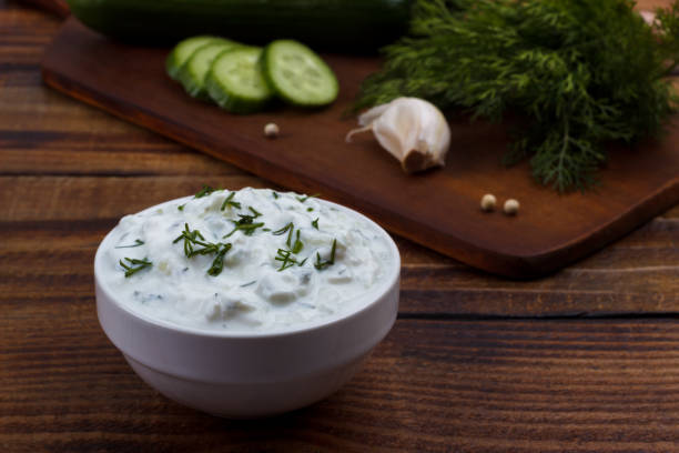 istock Tzatziki sauce and ingredients. 641712106